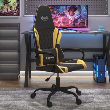 vidaXL Massage gamestoel kunstleer zwart en goudkleurig, Verzenden