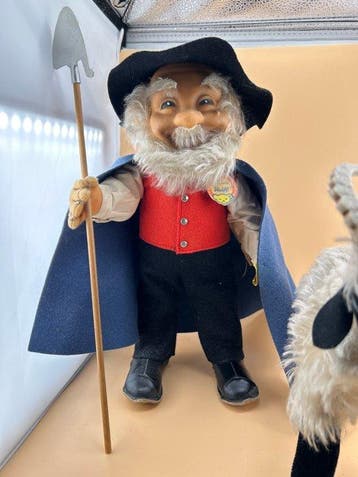 Steiff - Figuur - Steiff Schäfer mit Ziege (2) - Plastic,, Antiek en Kunst