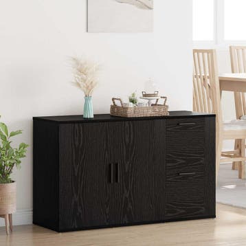 vidaXL Dressoir met lade Zwart Eiken 100 x 33 x 59.5 cm, Huis en Inrichting, Kasten | Dressoirs, Verzenden, Nieuw