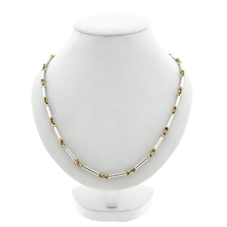 Bicolor gouden staafjes collier (Ketting), Bijoux, Sacs & Beauté, Colliers, Enlèvement ou Envoi