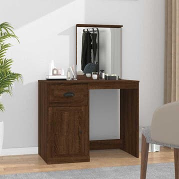 vidaXL Kaptafel met spiegel 90x50x132,5 cm bewerkt hout, Huis en Inrichting, Tafels | Kaptafels, Verzenden, Nieuw
