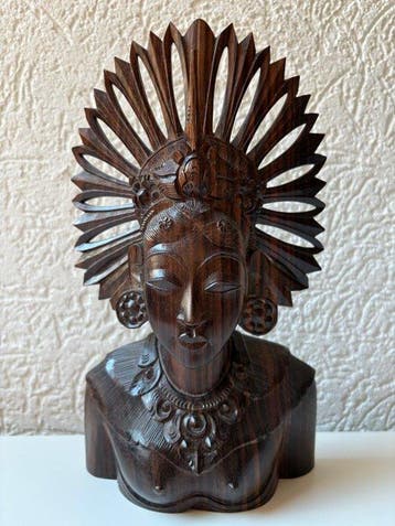 Set striped wood traditional hand-carved Balinese dancer, Antiek en Kunst