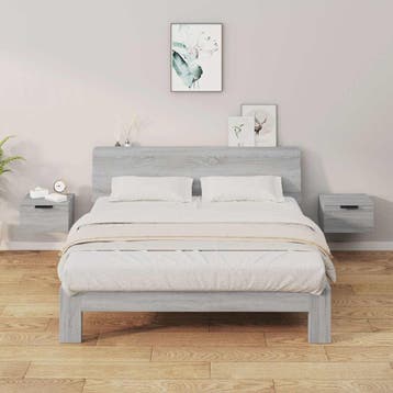 vidaXL Nachtkastjes 2 st wandgemonteerd 34x30x20 cm grijs, Maison & Meubles, Chambre à coucher | Tables de chevet, Verzenden
