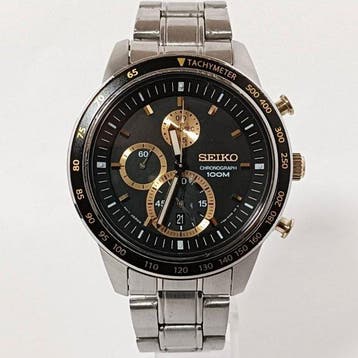 Seiko - Chronograph Watch - Quartz - Black Dial Gold -