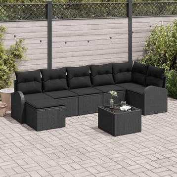 vidaXL Bankstel 8 st Zwart poly rattan, Verzenden, Nieuw