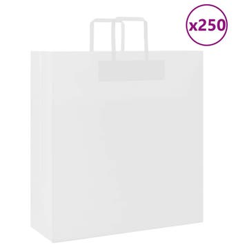 vidaXL Papieren zakken 250 st met hengsels 45x17x48 cm wit, Divers, Emballage cadeau, Verzenden