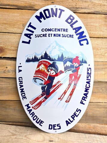 Emaille reclamebord Lait Mont Blanc, Collections, Marques & Objets publicitaires, Verzenden