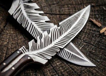 Kitchen Knife ,Premium Quality ,Leaf Design Etching Hand, Antiek en Kunst
