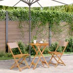 vidaXL 3-delige Bistroset stof en massief hout taupe, Verzenden, Nieuw