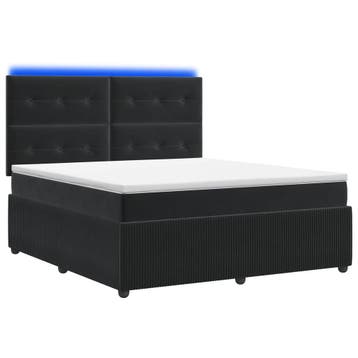 vidaXL LED Boxspringbed met Matras Zwart 140 x 190 cm, Verzenden, Nieuw