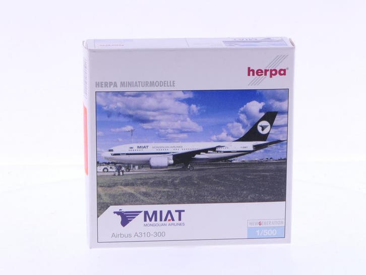 Schaal 1:500 Herpa 501156 MIAT Mongolian Airlines Airbus..., Hobby en Vrije tijd, Modelbouw | Vliegtuigen en Helikopters, Gebruikt