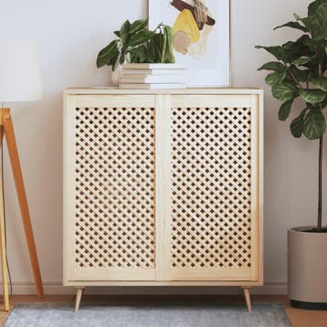 vidaXL Kastdeuren met latwerk 2 st 49,5x99 cm massief, Verzenden, Nieuw
