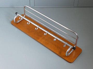 Kapstok - Vintage Wandkapstok - Verchroomd, Hout, Antiek en Kunst