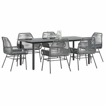 vidaXL 7-delige Tuinset met kussens poly rattan glas grijs, Verzenden, Nieuw, Tuinset