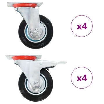 vidaXL 8 st Zwenkwielen 100 mm, Verzenden