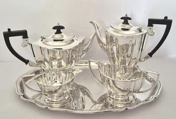 EPNS - Koffie- en theeservies - model Chippendale -, Antiek en Kunst
