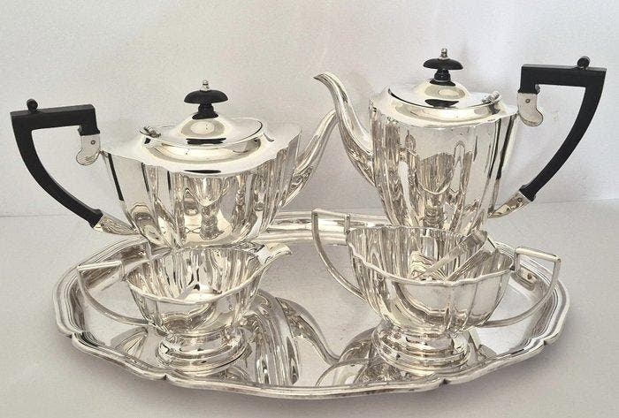 EPNS - Koffie- en theeservies - model Chippendale -, Antiquités & Art, Curiosités & Brocante