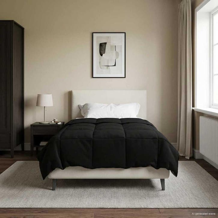 vidaXL Winter Duvet Gekwilt Zwart 155 x 200 cm Microvezel, Huis en Inrichting, Slaapkamer | Beddengoed, Nieuw, Verzenden