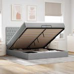 vidaXL Ottoman bed met matrassen 200x200cm stof lichtgrijs, Verzenden, Nieuw