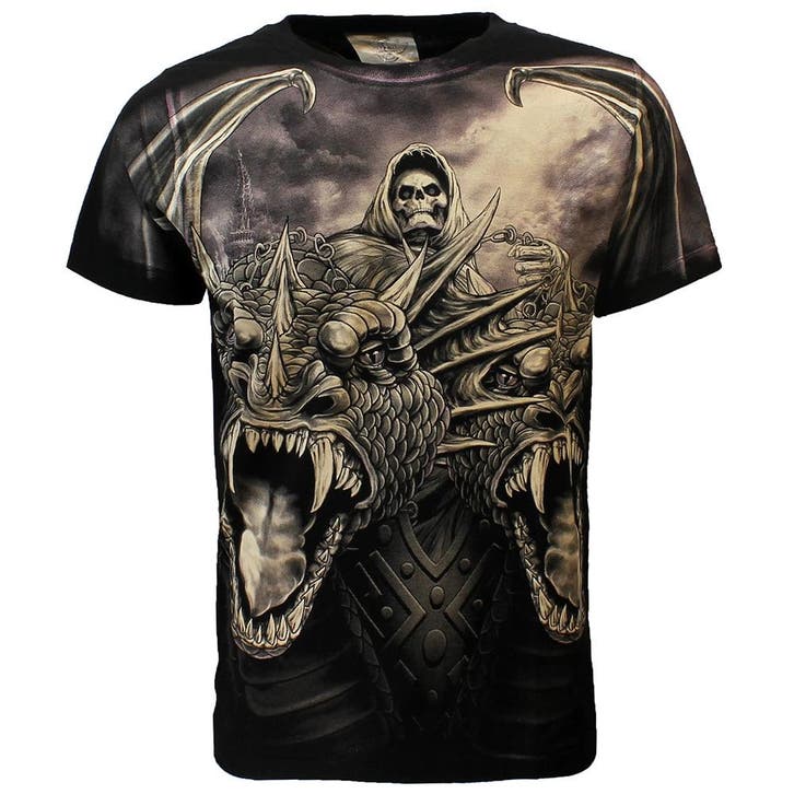 Rock Eagle Biker The Serpent Double Headed Dragon T-Shirt Zw, Kleding | Heren, T-shirts