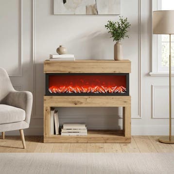 vidaXL Elektrische haard Artisanaal eiken 102 x 30 x 94 cm, Verzenden