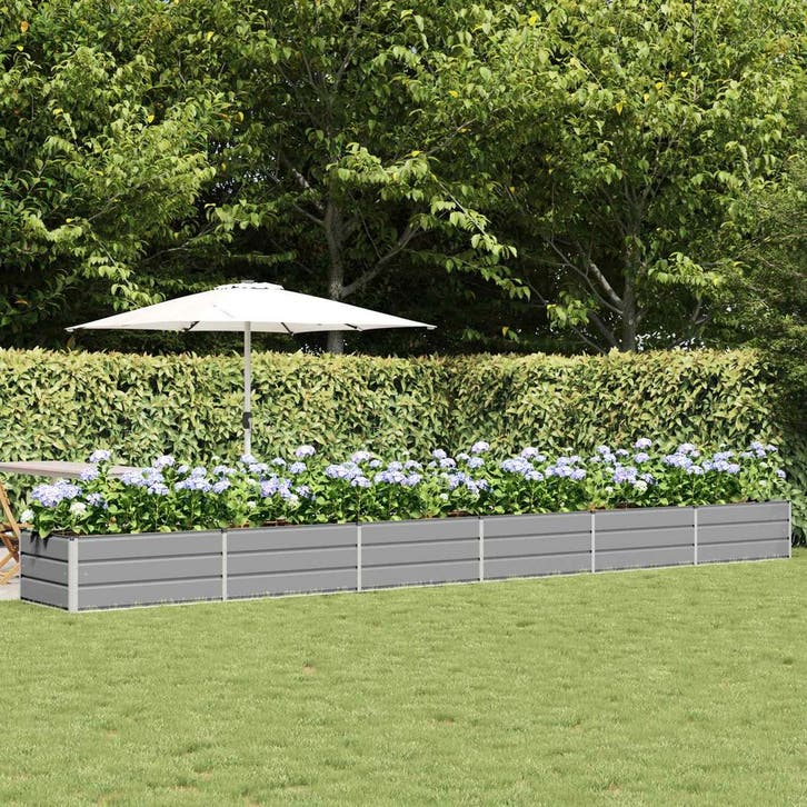 vidaXL Plantenbak Lichtgrijs 600 x 80 x 45 cm Staal, Tuin en Terras, Bloempotten, Nieuw, Verzenden