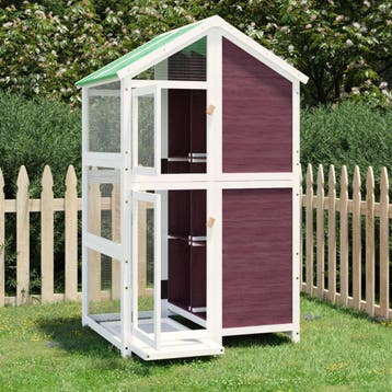 vidaXL Volière 97x81x152 cm massief grenenhout mokkakleurig, Verzenden