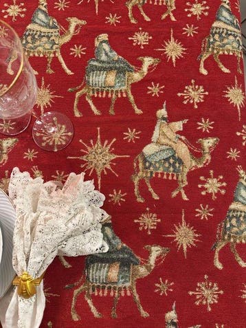san Leucio - nappe de Noël en tapisserie Gobelin avec les, Nieuw