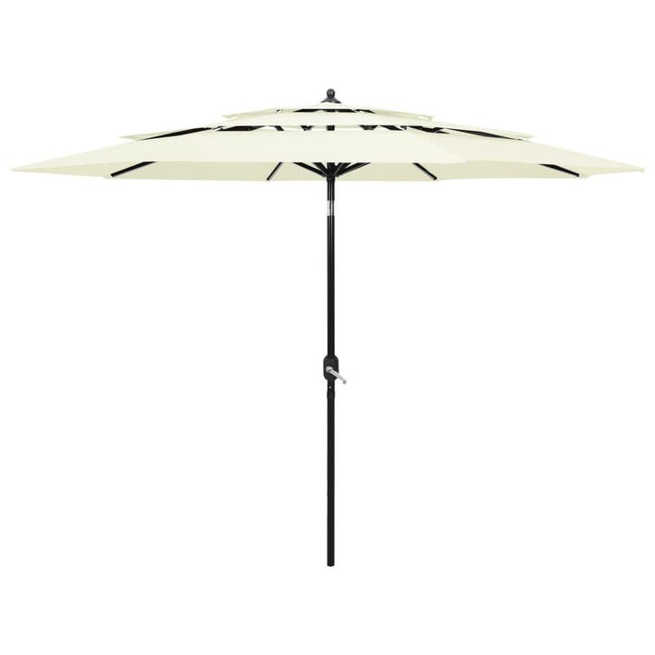 vidaXL Parasol 3-laags met aluminium paal 3 m zandkleurig, Jardin & Terrasse, Parasols, Envoi