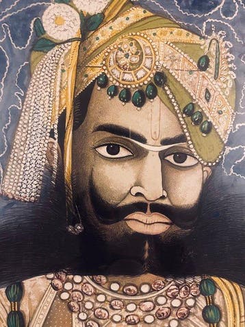 Portret van Prins Rajasthan Pendjab 50 cm x 40 cm - India -
