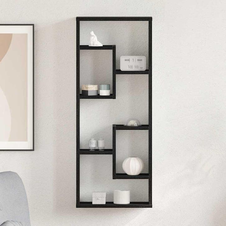 vidaXL Wandplank Zwart Eiken 36x16x90 cm Bewerkt Hout, Huis en Inrichting, Kasten | Wandmeubels, Nieuw, Verzenden