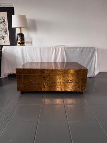 Sarreid LTD - Salontafel - Messing, Hout - Messing met laden, Antiek en Kunst