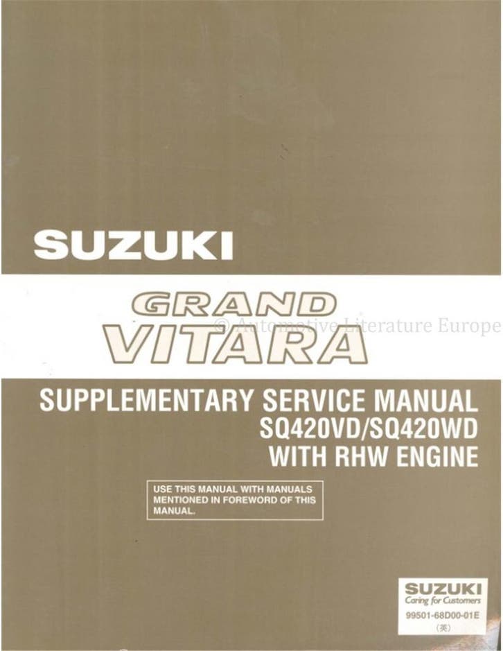 2003 SUZUKI GRAND VITARA RHW MOTOR (SUPPLEMENT), Auto diversen, Handleidingen en Instructieboekjes