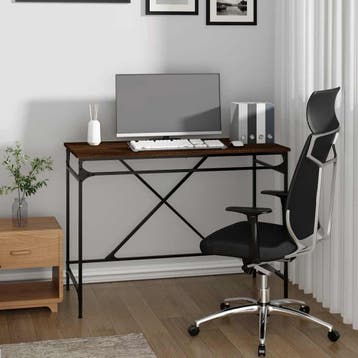 vidaXL Bureau 100x50x75 cm bewerkt hout en ijzer bruin, Verzenden