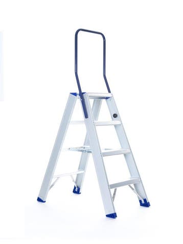 Professionele dubbele trap van Eurostairs 2x4 treden, Doe-het-zelf en Bouw, Trap, Nieuw, Ophalen of Verzenden, Opvouwbaar of Inschuifbaar