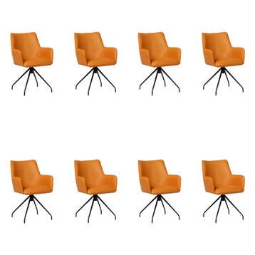 Set van 8 Leren eetkamerstoelen Wave - Toledo Mandarin, Ophalen of Verzenden