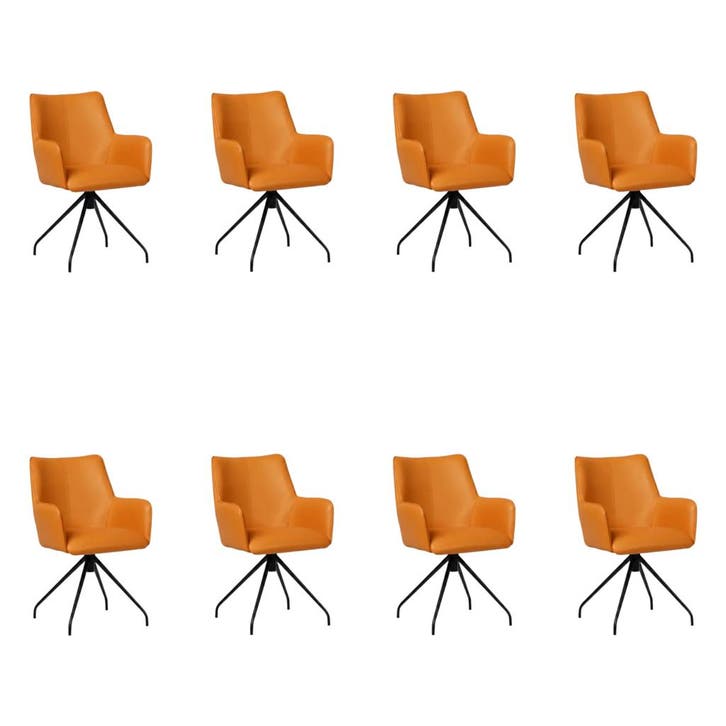 Set van 8 Leren eetkamerstoelen Wave - Toledo Mandarin, Maison & Meubles, Chaises, Enlèvement ou Envoi