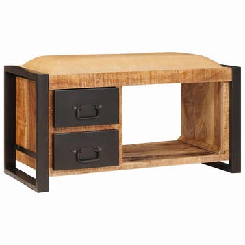 vidaXL Opslagbank Bruin 80 x 35 x 40 cm Massief mangohout, Verzenden, Nieuw