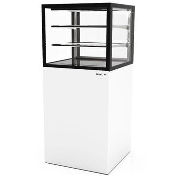 Neutrale Vitrine | INTEGRA | Wit/Zwart | 3 Niveaus | Wielen, Verzenden, Nieuw in verpakking