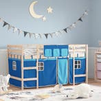 vidaXL Kinderhoogslaper met gordijnen 80x200 cm grenenhout, Verzenden
