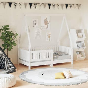vidaXL Kinderbedframe 70x140 cm massief grenenhout wit, Verzenden, Nieuw