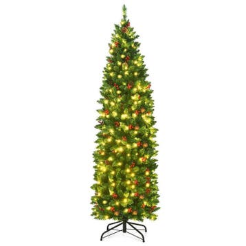 2dekans | 6.5 Feet Pre-lit Hinged Pencil Christmas Tree, Diversen, Ophalen of Verzenden, Nieuw