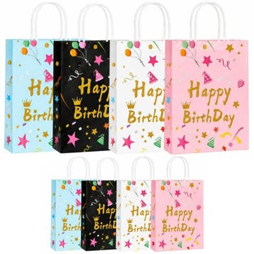 Fako Bijoux - 12 Papieren Uitdeeltasjes Happy Birthday Mix -, Diversen, Verzenden, Nieuw