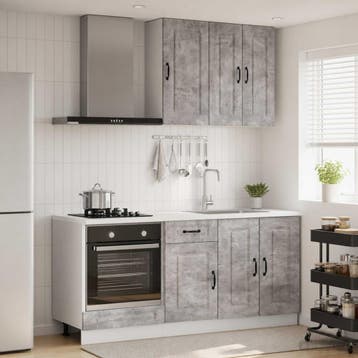 vidaXL Keukenblok KALMAR 5 st Betongrijs Bewerkt hout, Verzenden