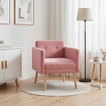 vidaXL Accentstoel Roze fluweel, Huis en Inrichting, Verzenden, Nieuw