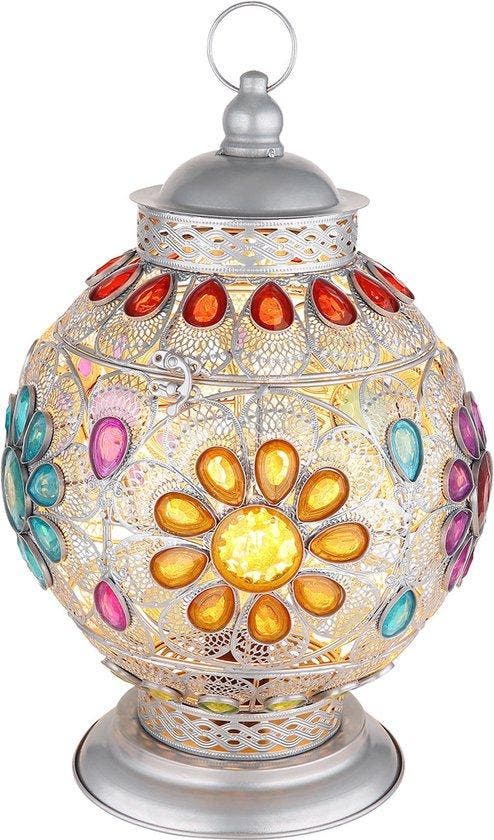 2dekans | Globo tafellamp Gelasius - zilver - metaal - 27 cm, Maison & Meubles, Lampes | Lampes de table, Enlèvement ou Envoi