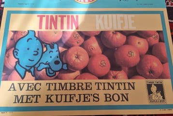 Hergé - Naranjas y Frutas Tintin ,póster original año, Antiek en Kunst