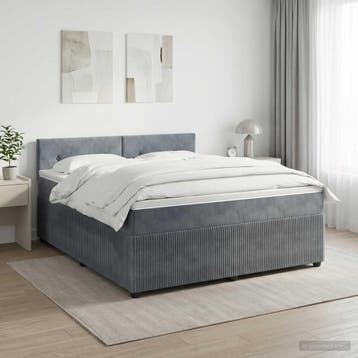 vidaXL Boxspringbed met matras Donkergrijs 160 x 200 cm, Verzenden, Nieuw
