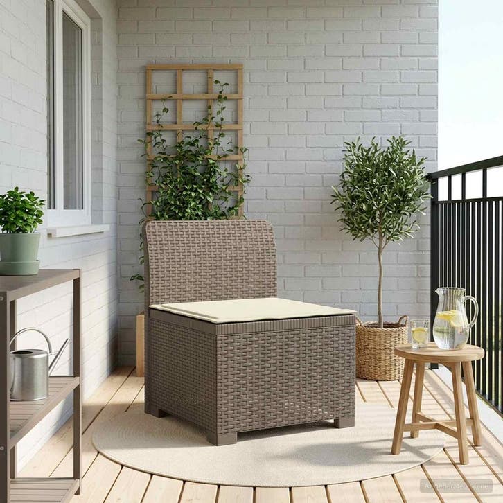 vidaXL Eén-zits Tuin Sofa met Kussen Rieten Look PP, Tuin en Terras, Tuinsets en Loungesets, Nieuw, Verzenden