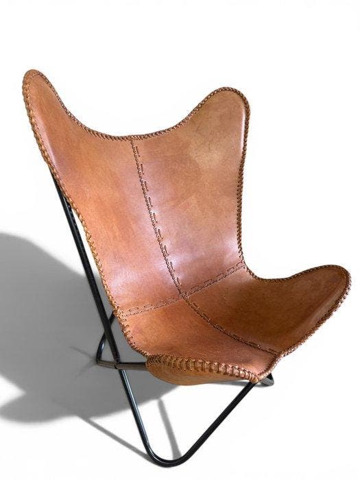 Fauteuil - Vlinderstoel - Leder, Metaal - Vlinderstoel -, Antiek en Kunst, Kunst | Designobjecten